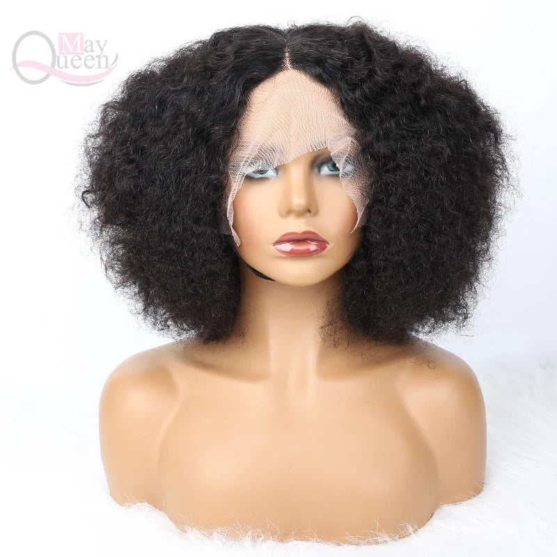 Wholesale 180% Density Afro Curl Hair Human Lace Front Raw Virgin Brazilian Unprocessed Cuticle Aligned Lace Human Hair Wig