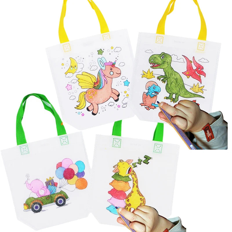 Graffiti Coloring Bag DIY Party Gift Handmade Drawing Toys for Kids Arts Painting Pencil Case Zipper Bag Small Christmas Gift