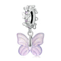 Wholesale S925 Sterling Silver Butterfly CZ Charm Adjustable Bail Stackable Boho DIY Jewelry Supply for Women Craft Making