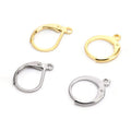 Stainless Steel French Ear Hook Gold Plated Leverback Hoop Earring Findings for Huggie Hoop Earring Jewelry Making