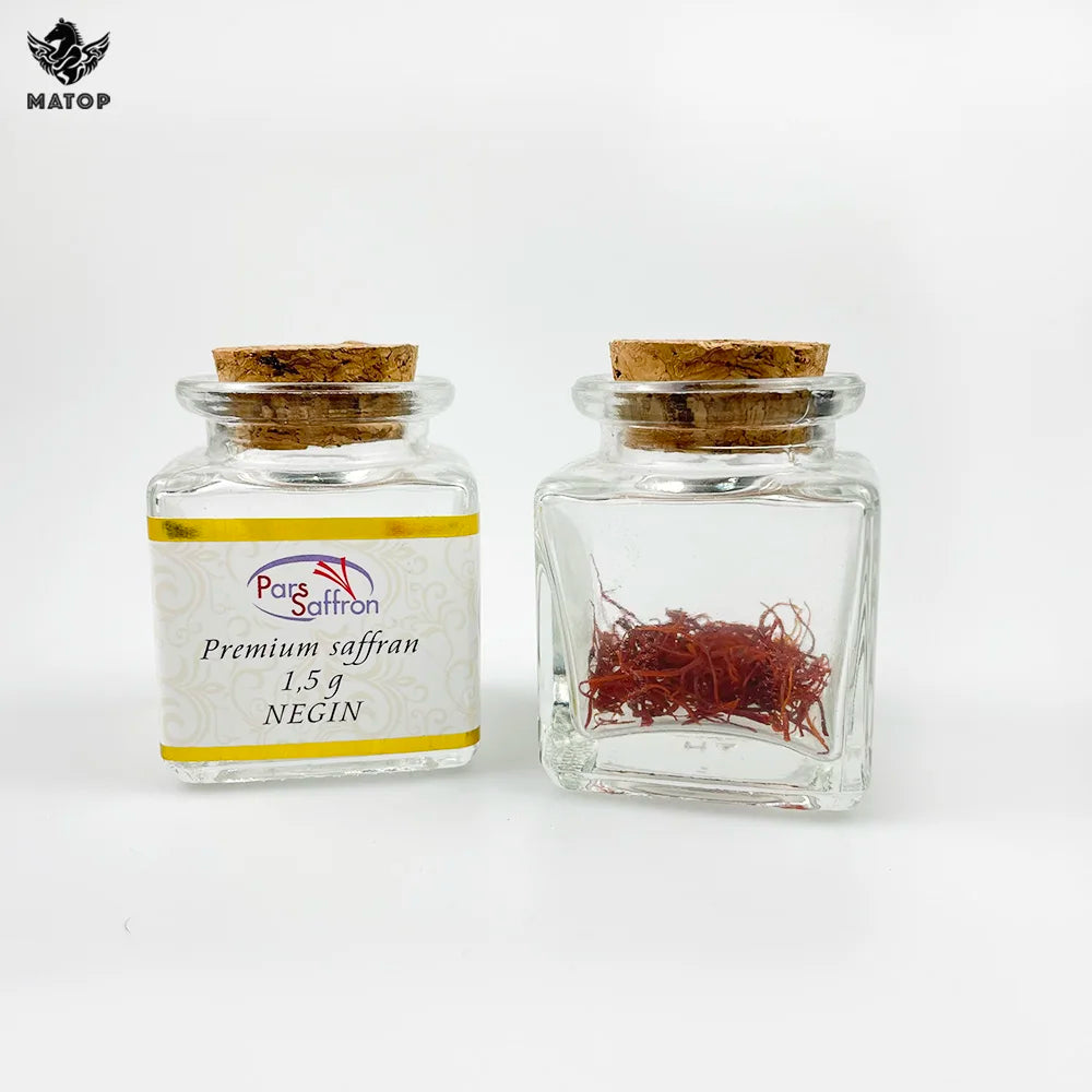 Best Selling Square Clear Glass Spice Jars Saffron Jars
