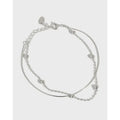 925 Sterling Silver Rhodium Plated Geometric Snake Bone Chain Double Strand Bracelet for Women-Trendy Minimalist Party Gift