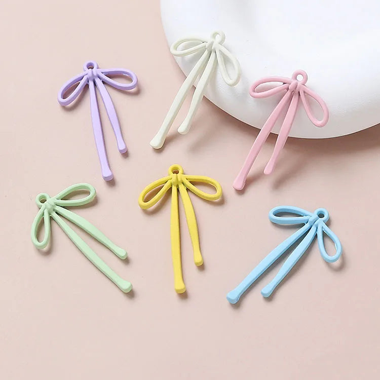 JS1761 Chic Enamel Multi Colored Rainbow Colorful Bowtie Bowknot Bow Ribbon Charm Pendants