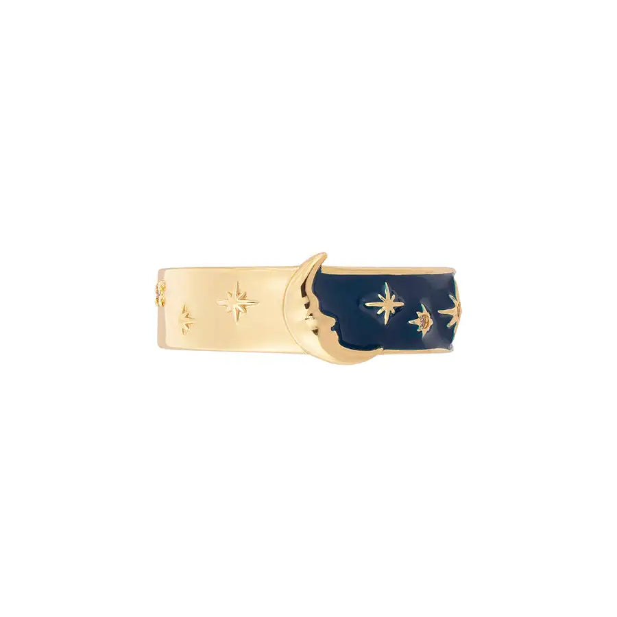 Laodun New Arrivals Fine Popular S925 Silver Ring Elegant Personalize Creative Moon Zircon Enamel Sterling Silver Rings