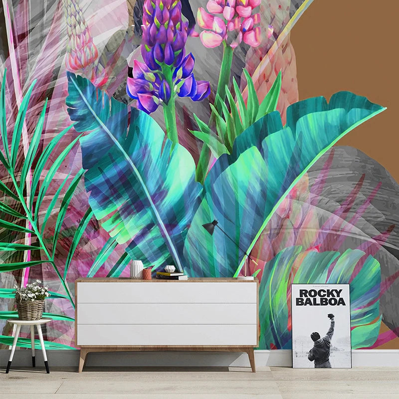 Nordic banana leaf wall cloth wall wallpaper mural for living room TV background