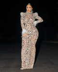 Crystal Celebrate Sparkly Party Performance Wear Singer Stage Show Diamond Sexy Evening Fashion Luxury Feather Long Dress