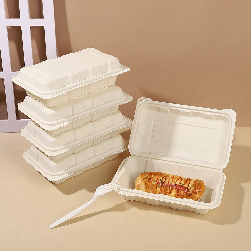 Manufacturer 9*6 To Go CornStarch Packaging 2 3 4 Compartment Bento Disposable Packaging Food Container Cornstarch Lunch Box