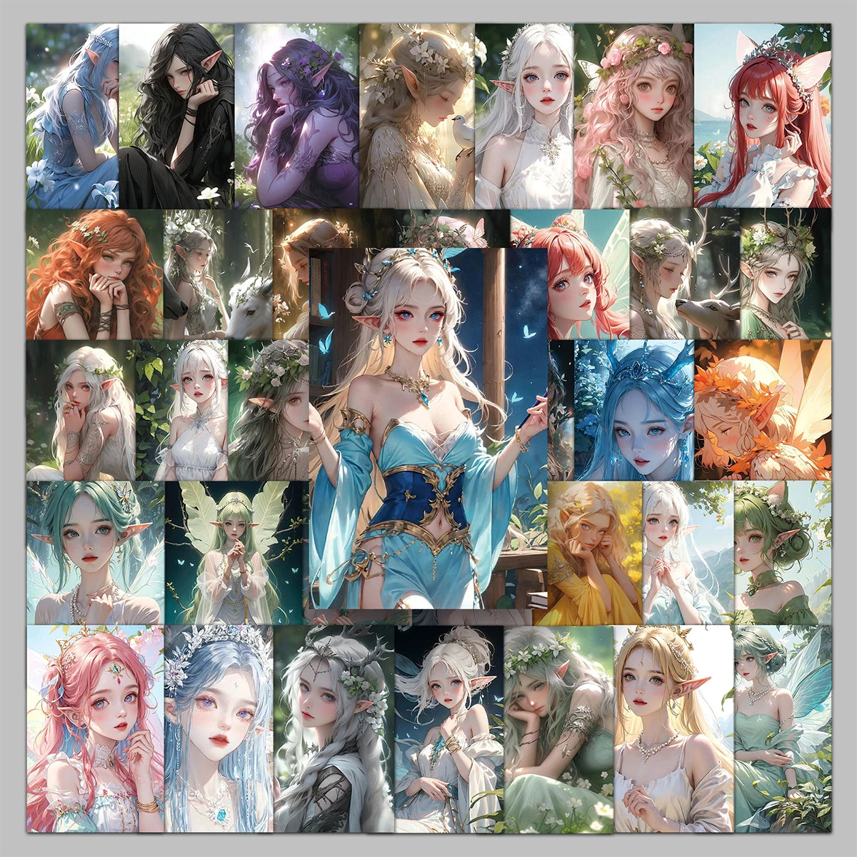 50PCS Factory Hot Keychain Stickers Beautiful Charming Personalized Decoration Fairy Maiden Stickers