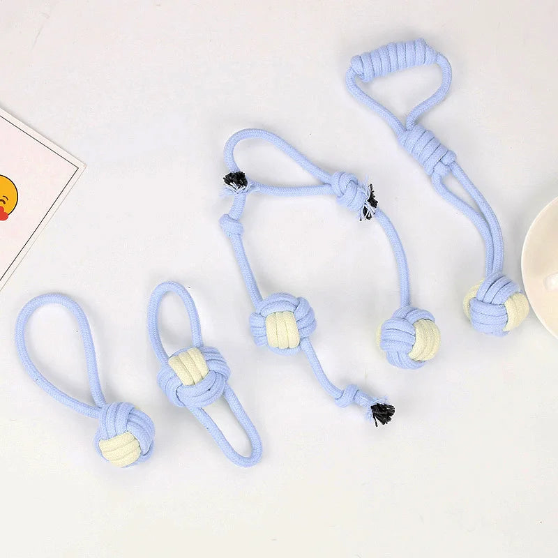 Pet Products Blue Cotton Rope Braided Teething Dog Toy Indestructible Dog Chew Toys