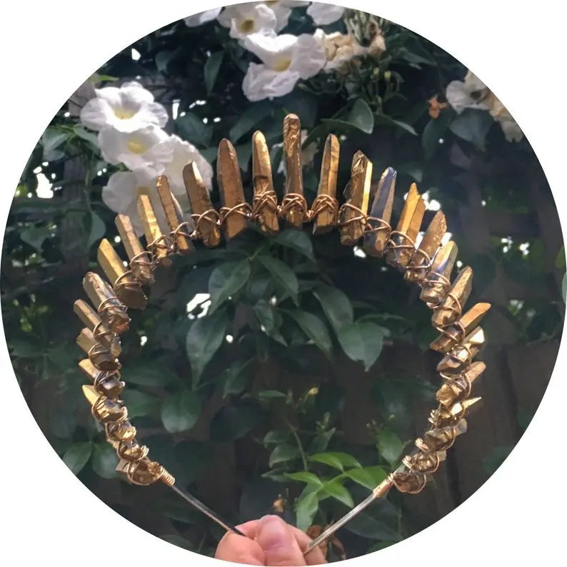 DIY 100% Reliable Colorful Gold Crystal Crown Hairband Gold Line Hand Customized Hair Band Care Skin