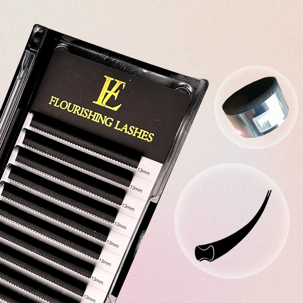 Ellipse Cashmere 0.15 Flat Lash Promade Lashes Flat Mixed Tray Dark Lash Extensions