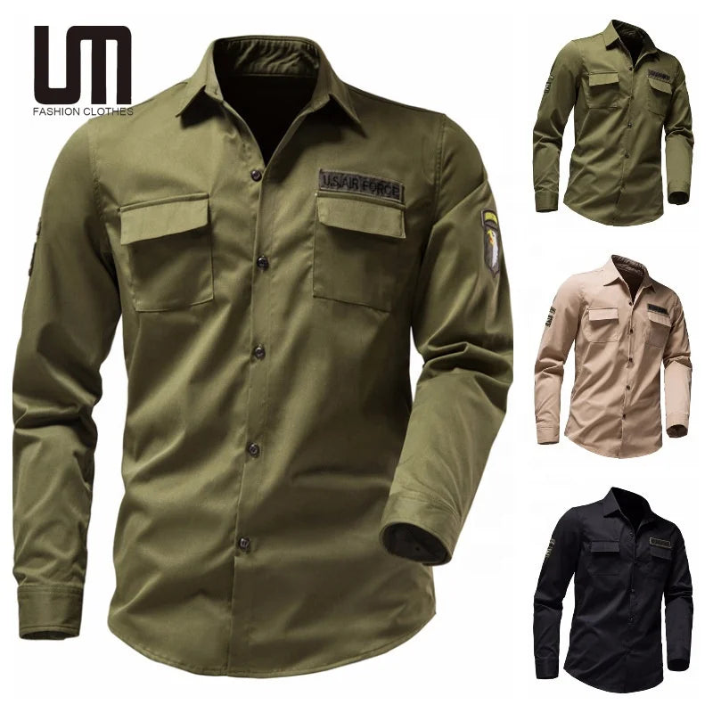 OEM ODM New Fashion Wholesale Men Spring Long Sleeve Solid Color Outdoor Shirt Blouse