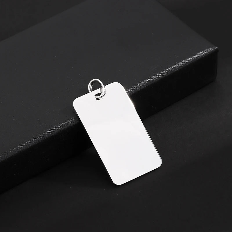 Jewelry Accessories Quality 925 Sterling Silver Square Shaped Pendant Brand for Necklace Bracelet Charm DIY logo