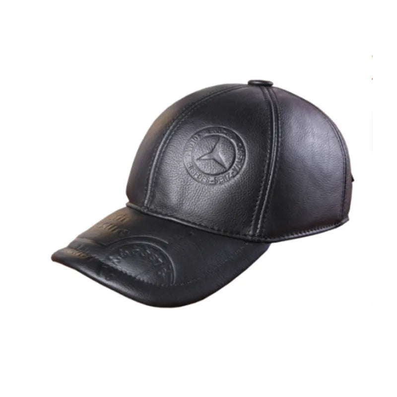 H509  Earflap Skin Baseball Caps  Warm Genuine Leather Beret Hat  Hat Cowhide Truckers