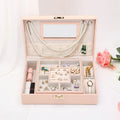 Christmas Hot Sale Wholesale Korean Double Layer Jewelry Storage Box PU Leather Necklace Storage Box Women's Jewelry Box