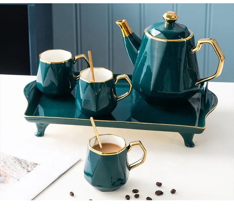Malachite Green Cold Kettle Nordic Ceramic Teapot Cup Set Set of Drinking Cups for Household Living Room