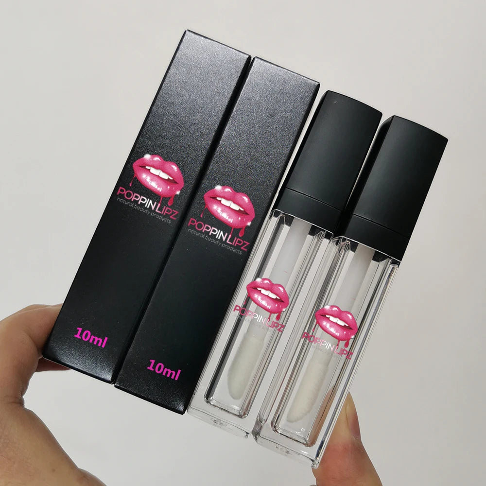 10ML Luxury Empty Big Brush Lip Gloss Tubes Clear Lip Gloss Container Packaging Fat Wand with Custom logo