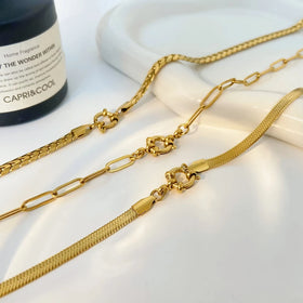 Fashion Jewelry Necklaces Gold Plated Chain Necklace for Man Women DYO Stainless Steel Choker Snake Bone Chain Cuban Chain
