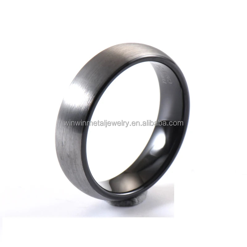 Unisex 6mm Two Tone Silver Black Domed Brushed Tungsten Carbide Wedding Rings Comfort Fit for Men Women. for Engagement Party