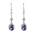 2025 Trendy Delicate Rhodium Plated 925 Silver Drop Earrings Natural Amethyst for Women's Anniversaries Parties Gifts