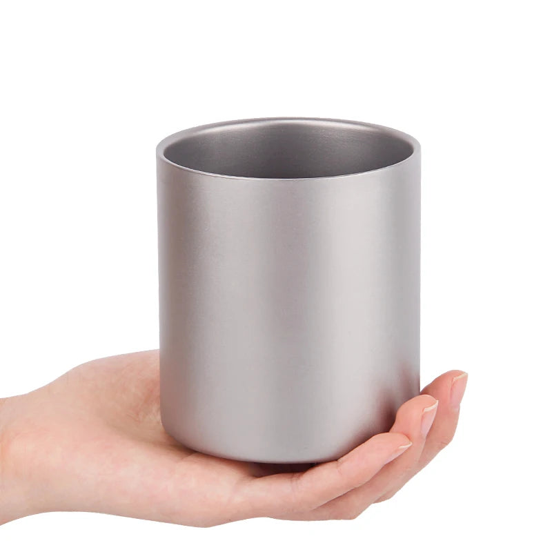 Titanium Double Wall Insulated Water Cup Home Outdoor Camping Hiking Picnic Tea Cup Coffee Mug