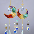 Natural Crystal Chip Moon Sun Catcher Pendant 7 Chakra Chips Eco-Friendly Healing Energy 44-46cm Wind Chime Decoration
