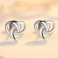 Huitan S925 Minimalist Style Heart Hollow Design Earrings 925 Sterling Silver Wedding Engagement Stud Earrings for Women Jewelry