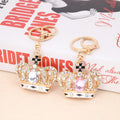 New Design Stainless Steel Crystal Crown Keychain Cute Fashion Rhinestone Pendant Carabiner Gift for Car