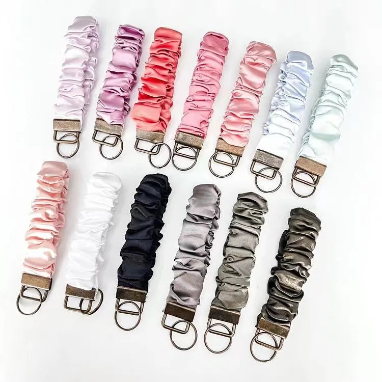 New Fashion Woven Roll Pattern Elastic Wristband Keychain with Durable Zinc Alloy-Personalized Custom Keyring