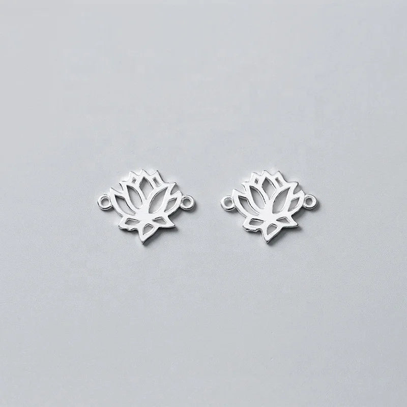 Hot Sales 925 Sterling Silver Hollow Lotus Flower Necklace Diy Charms Connectors for Jewelry Making Pendant