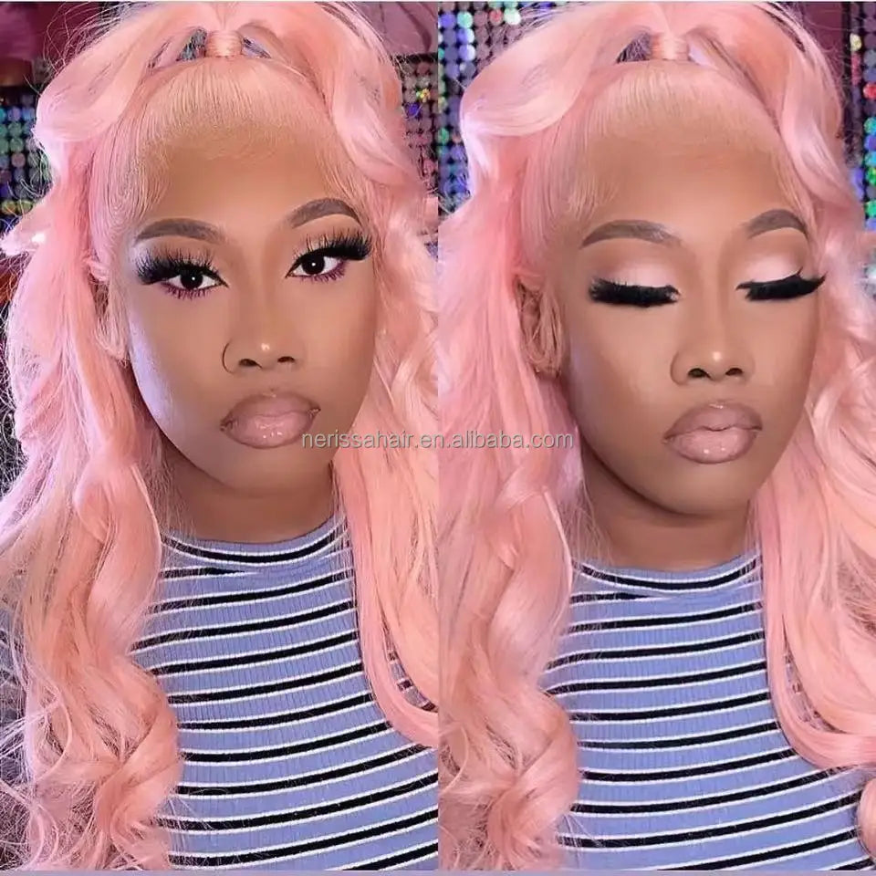 Ready to Ship Mint Green Blonde Yellow Red Purple Pink Piano Colored Straight Wave HumanHair Glueless 13X4 Lace Front Wigs