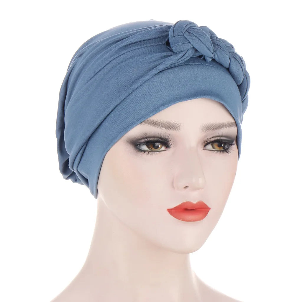 New Arrival Hot Sale Women Muslim Milk Silk Underscarf Solid Color Braid Islamic Scarf Inner Bonnet Cap Hijab