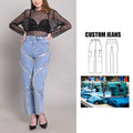 Brand Customization Women's High Waist Rhinestone Patchwork Jeans Wide Leg Pants Straight Long Casual Jeans