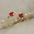 CAOSHI Small Red Stone Heart Design Zirconia Rings Exquisite Micro Inlaid Diamond Cubic Zirconia Girls Gold Plated Rings Women