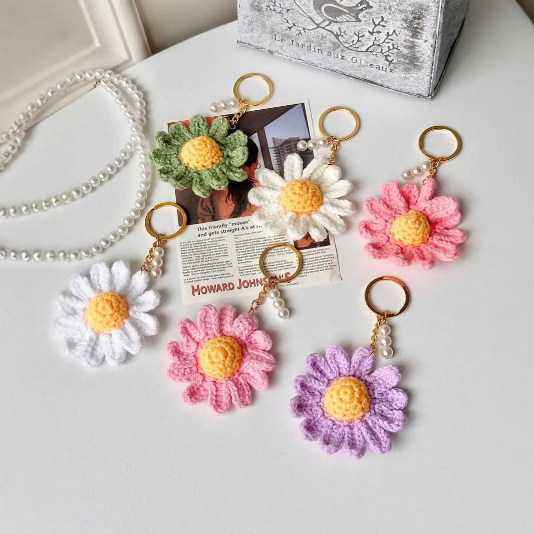 New Fashion Handmade Crochet Daisy Flower Weave Bracelet PU Backpack Bag Accessories with Doll Pattern Rechargeable Feature