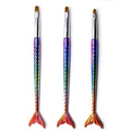 New 3pcs Set Mermaid Handle Nail UV LED Polish Gel Powder Dust Cleaning Brush Acrylic Nail Art Brushes