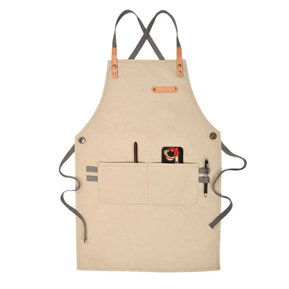 Premium Custom Logo Print Guan Gong 16 oz Canvas Kitchen Bib Apron-Sleeveless Design