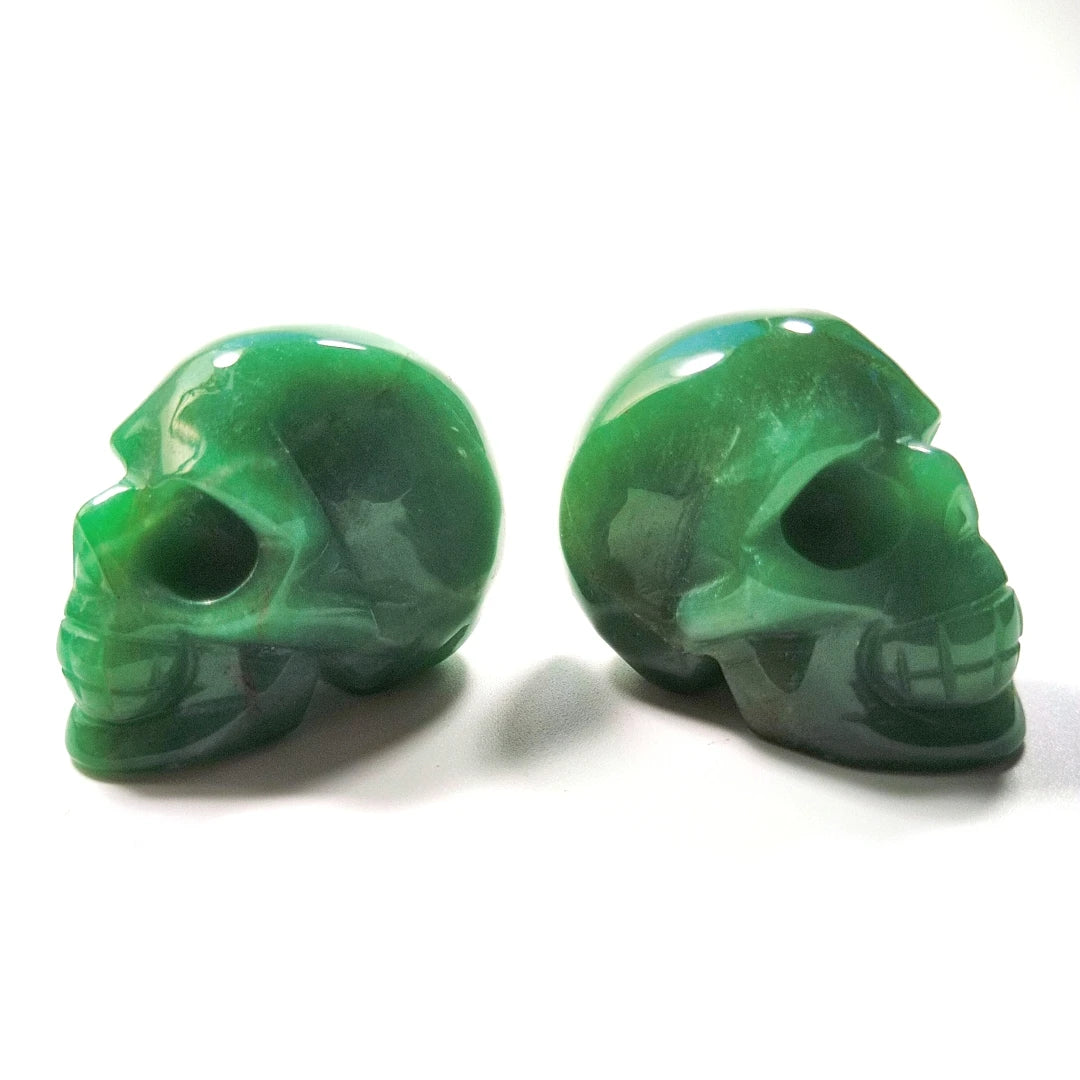 Huiying Cheap Price 2 Inch Hand Carved Natural Green Aventurine Jade Decorative Paperweight Stone Skulls Head for Gifts Crafts