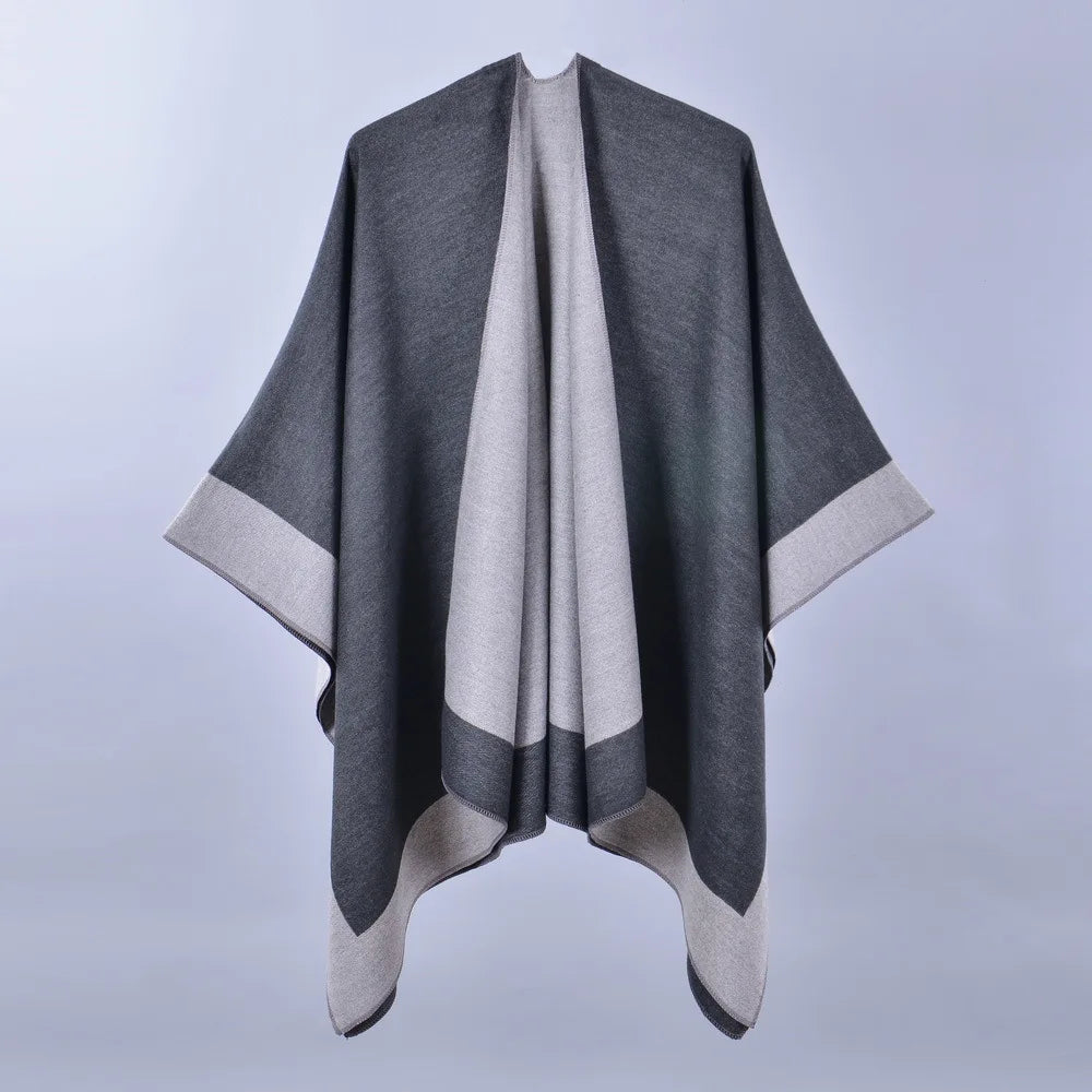 Hotsale Fashion Winter Nepal Pashmina Scarfs Shawls Solid Color Plain Jacquard Capes Front-open Cashmere Warm Ponchos for Women