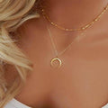 QWE-05 Wholesale Fashion Necklaces Jewelry for Women Multi 2 Layers Simple Bohemia Metallic Alloy Chain Moon Pendant Necklace