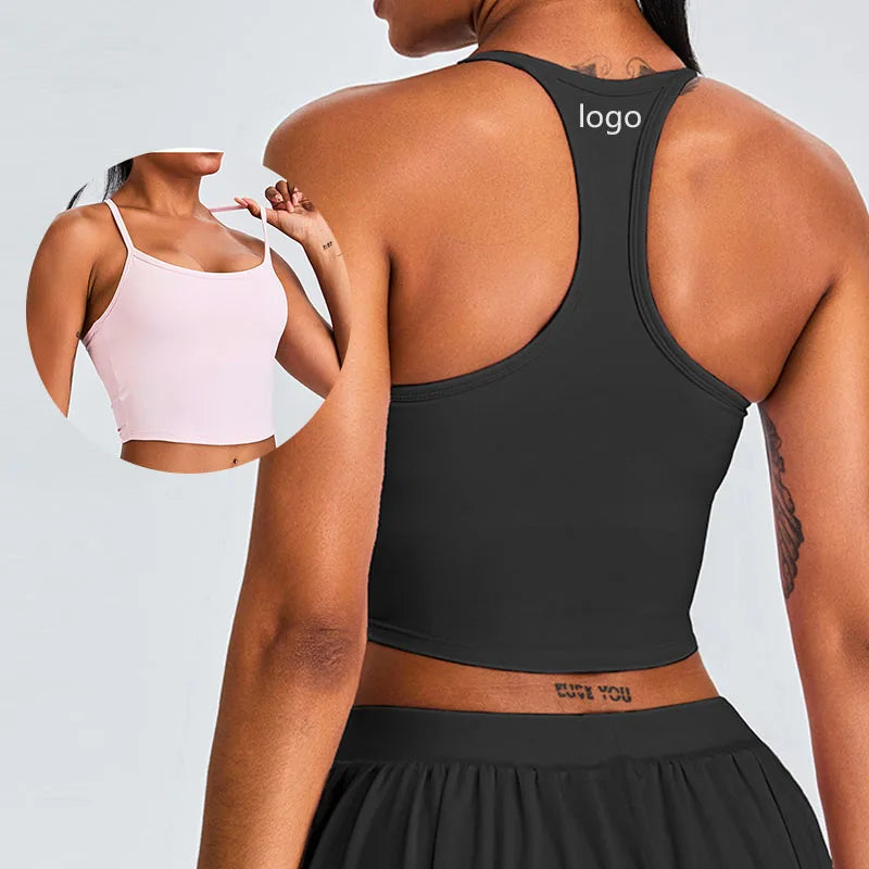 Women's U-Neck I-Back Yoga Bra Quick-Drying Sports Underwear Thin Shoulder Straps Running Fitness Top Cross-Border Top Bra
