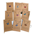 RisingMoon Best Wish Card Silver Gold Plated Thin Chain Choker Acrylic Multi Colorful Butterfly Pendant Necklace