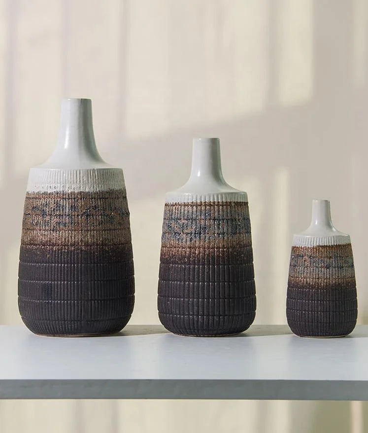 Handmade Large Ceramic Tabletop Vase Unique Vintage Terracotta Design for Modern Home Decor and Flower Display