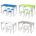 Modern Portable Rectangular Dining Table and Chair Set Outdoor Plastic Folding Picnic Table Aluminum Kitchen Furniture
