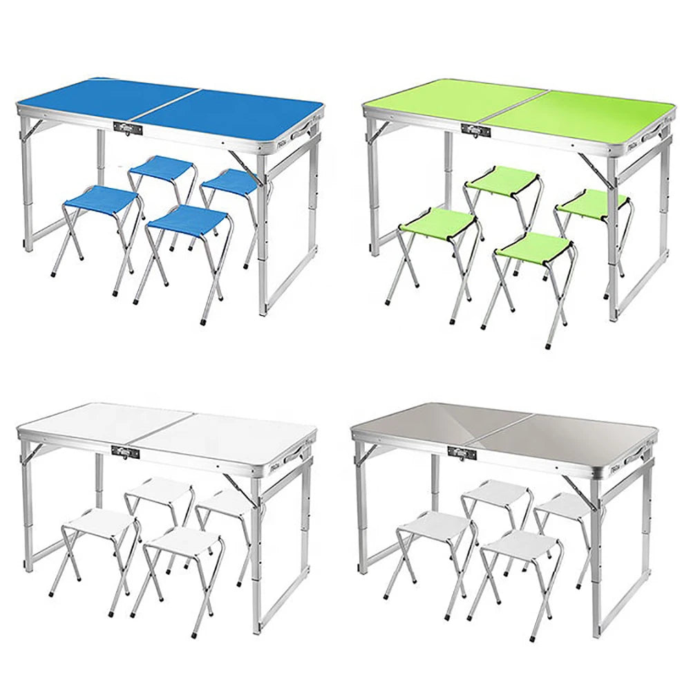 Modern Portable Rectangular Dining Table and Chair Set Outdoor Plastic Folding Picnic Table Aluminum Kitchen Furniture