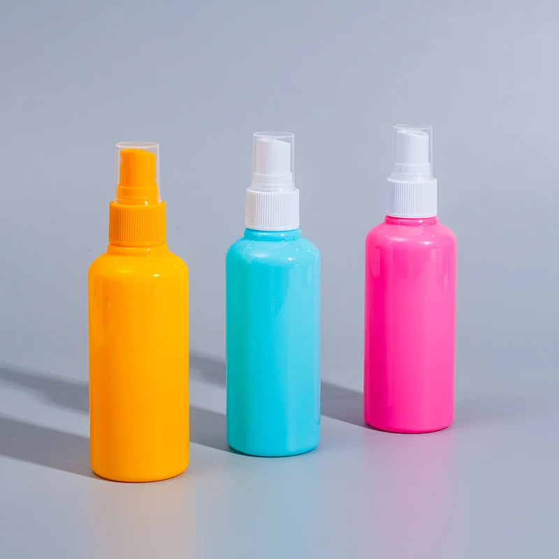 100ml White Yellow Pink Cosmetic Plastic Spray Bottles Packaging