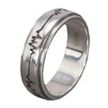 Genuine 925 Sterling Silver Simple Men and Women Engraving ECG Rotatable Retro Hip Hop Large Ring Jewelry