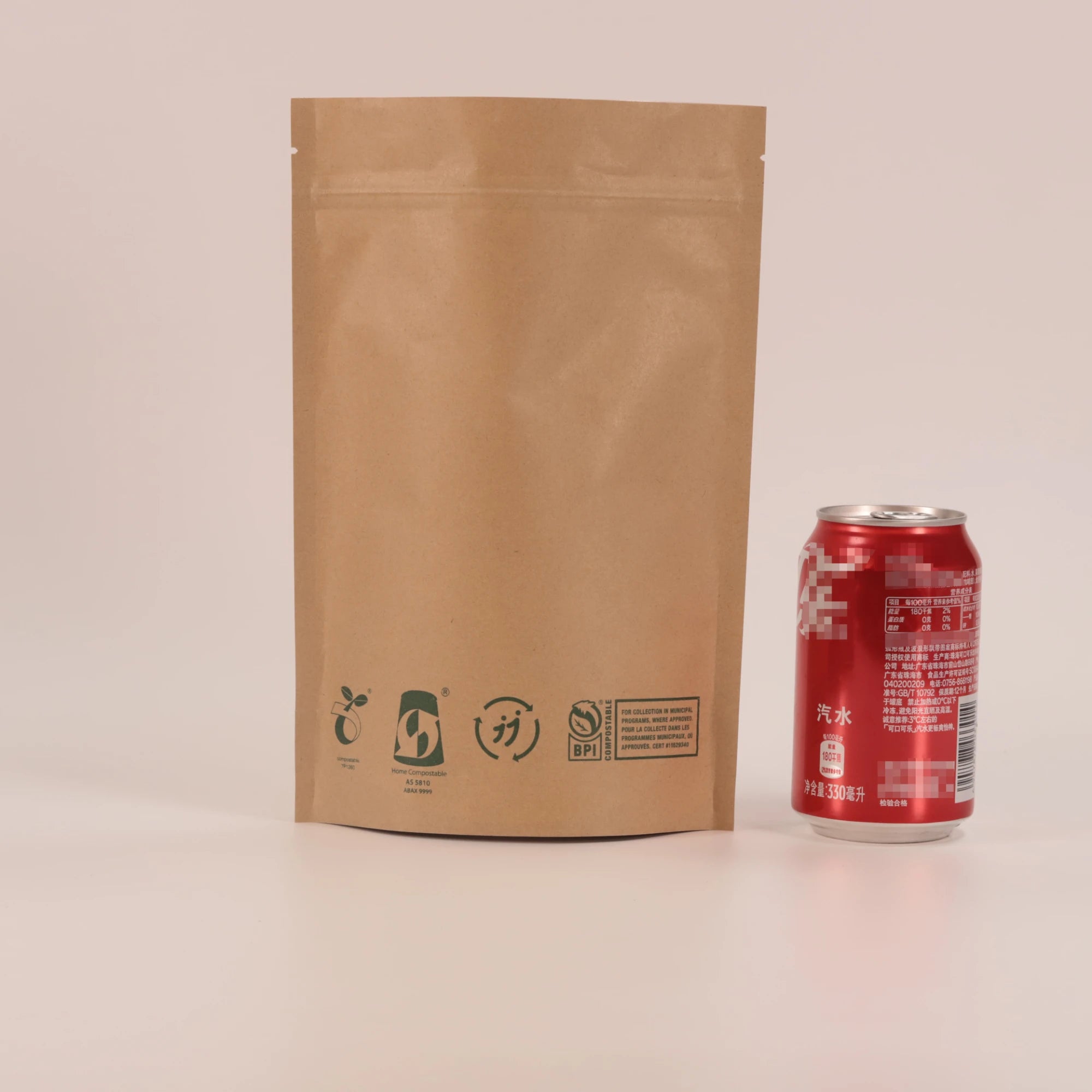 Custom 100% Biodegradable Food Grade Sanck Paper Pouch Compostable Kraft Zipper Bag for Spice Coffee Tea for Shopping