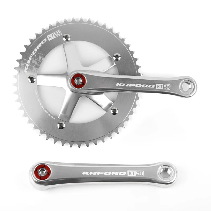 KAFORO KT50 Lightweight Hollow Cnc Chainline Black Anodized Sliver Anodized Aluminum Alloy Accessories Fixed Gear Bike Crankset