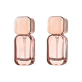 30ml Refillable Glass Lotion Pump Bottle with Rose Gold Cap Unique Shape Custom Color for Serum Sunscreen Cosmetic Packaging